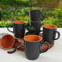 Комплект от 6 чаши, Keramika, керамични, Grey-Orange, 300 ml, 9 cm, снимка 4