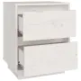 vidaXL Нощни шкафчета, 2 бр, бели, 40x35x50 см, борово дърво масив, снимка 8