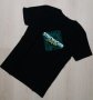 Черна тениска с тропическа щампа - размер М, снимка 1 - Детски тениски и потници - 30767091