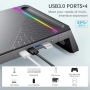 Чисто нова Стойка за монитор MOOJAY S57 за настолни RGB геймърски светлини с 4 USB 3.0 хъба..., снимка 4