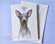 Картичка "Пинчер" / куче, животни, любов, сърце, снимка 1 - Романтични подаръци - 31411784