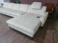 Кремав ъглов диван от плат с лежанка MM-ZE1126 с ел. механизъм, снимка 8