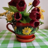 Керамичен съд кошница за декор/ Букети изк.цветя 3броя, снимка 7 - Вази - 31805831