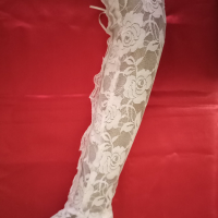 Нови бели дълги дантелени ръкавици без пръсти  40 см , снимка 3 - Ръкавици - 44802532