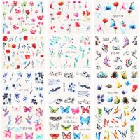  18 броя Комплект водни стикери пеперуди и цветя , снимка 2 - Продукти за маникюр - 30688440