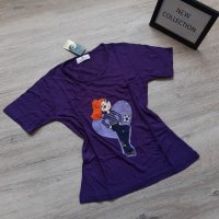 Нова колекция лилава памучна дамска тениска Football Girl на намаление, снимка 1 - Тениски - 29444053