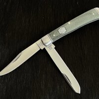 Колекционерски джобен сгъваем нож с две остриета RR Trapper Green Micarta. (RR1990), снимка 3 - Ножове - 42457667