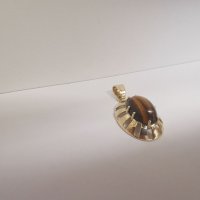 Златен пръстен и медальон с тигров ахат , снимка 14 - Пръстени - 37095140