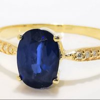 Нов Златен пръстен с естествен Сапфир и брилянти-1,42гр/14кр, снимка 2 - Пръстени - 40238687