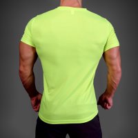 Спортни тениски за фитнес и тичане от бързо съхнеща материя - сигнално зелено, снимка 2 - Тениски - 42368630