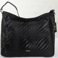 Кожена дамска черна чанта марка Keshia , снимка 1 - Чанти - 38437670