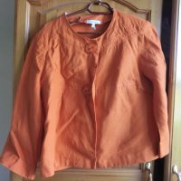 оранжево ленено сако, снимка 2 - Сака - 40608078