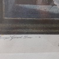 Стара цветна антикварна гравюра в рамка, снимка 3 - Антикварни и старинни предмети - 44165023