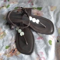 Естествена кожа и кралски седеф Абалон - маркови сандали "Saint Tropez"® / N 38, снимка 1 - Сандали - 37304982