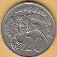 20 цента 1967, Нова Зеландия, снимка 1 - Нумизматика и бонистика - 38500430