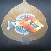 Ръчно рисувана картичка върху листо от дървото Бодхи, Индия 8, снимка 4 - Други ценни предмети - 35593998