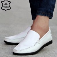 Мъжки обувки - бяла ЕСТЕСТВЕНА кожа - 056, снимка 2 - Мокасини - 37368840