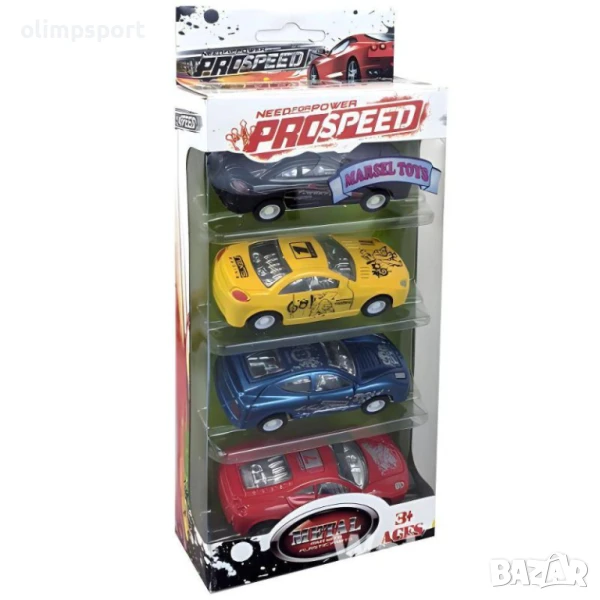 Коли метални PRO SPEED, Инерционни, 4 броя в комплект., снимка 1