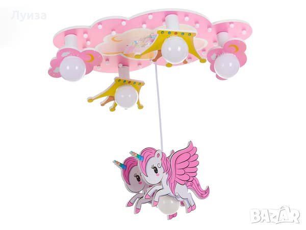 Красива лампа "Еднорози" в розово, снимка 1