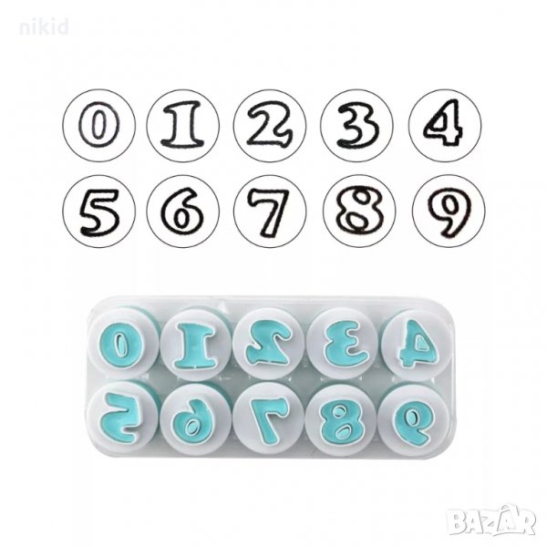 сет цифри числа бутало пластмасови резци форми за тесто фондан торта, снимка 1