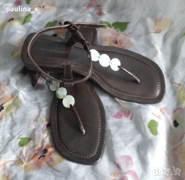 Естествена кожа и кралски седеф Абалон - маркови сандали "Saint Tropez"® / N 38, снимка 1