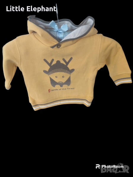 Суитчер с качулка за момченце на 9-12 месеца еленче"Friends of the forest",Англия/нов, снимка 1