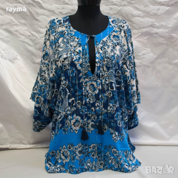 Desigual дамска блуза флорален принт вискоза с ламе, снимка 1