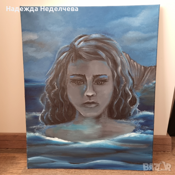 "Лицето на водата" - авторска картина с маслени бои, снимка 1