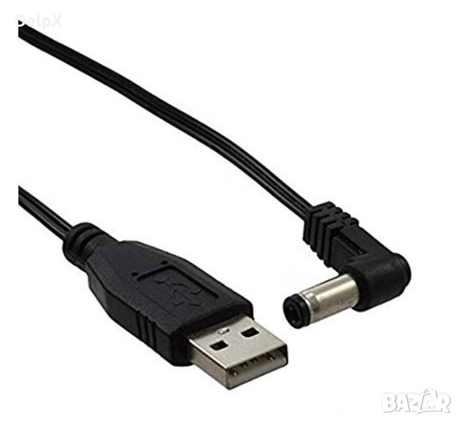 Кабел USB-A(м)/5,5x2,5mm(ж) 0,8m, снимка 1