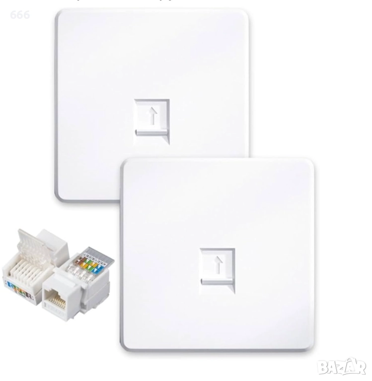 Еднопортова плоска RJ45 Cat6 Ethernet стенна плоча за Ethernet мрежов кабел, снимка 1