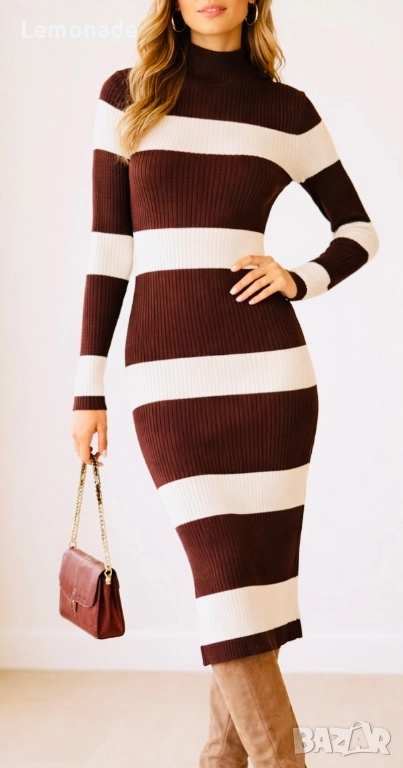 Нова дамска рокля рипс плетиво С размер, снимка 1