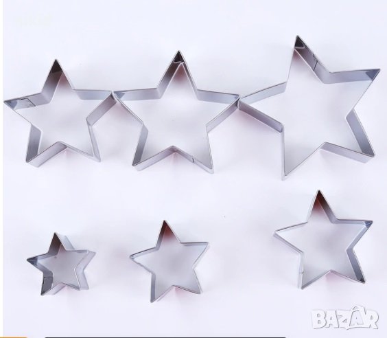 6 размера звезда метални резци форми за бисквитки фондан тесто украса декорация, снимка 1