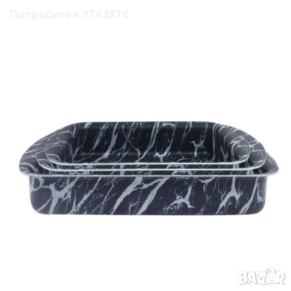 ПРАВОЪГЪЛНИ ТАВИ КОМПЛЕКТ - 3 БР. EK-19-22-35 ЧЕРНО БЯЛ МРАМОР, снимка 1