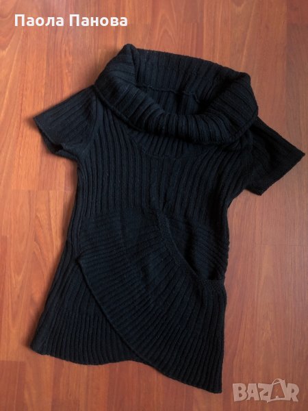 Черно плетено поло с къс ръкав, снимка 1