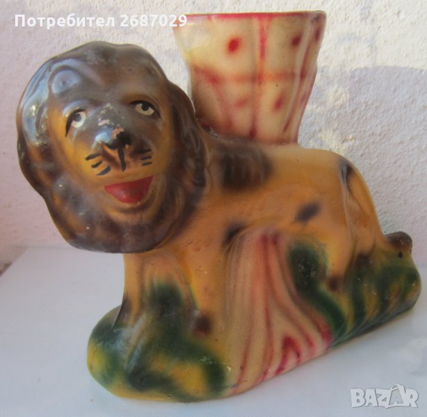 Стара ваза с лъв, керамика, снимка 1