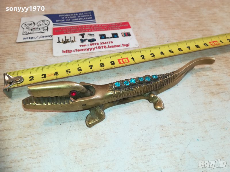 крокодил-мед/месинг/камъни 1501211832, снимка 1