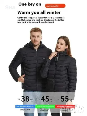Електрическо Зимно яке, с 21 нагряващи зони, бързо затоплящо!!! С USB, снимка 5 - Якета - 48406431