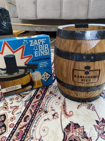 Ретро диспенсър за бира Gam Multi-Tap с дървено буре Karlsberg Bier