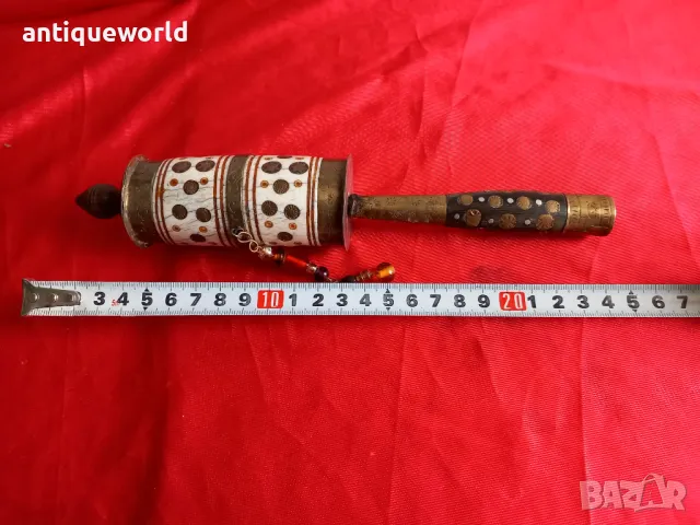 Старинно Молитвено Тибетско Будистко Колело,Месинг и Кост, снимка 7 - Антикварни и старинни предмети - 49021148