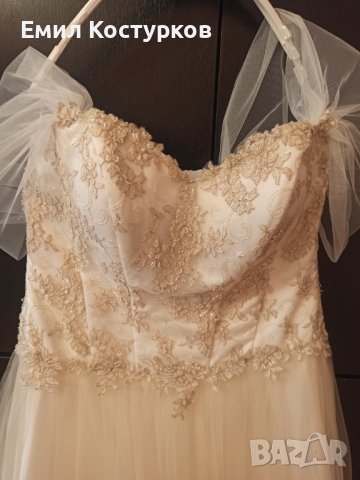 Продавам сватбена рокля - цвят екрю, снимка 3 - Рокли - 36842908