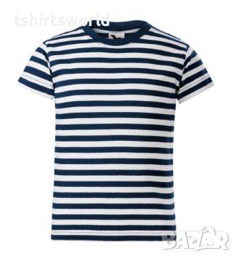 Нова детска моряшка тениска, тъмносиньо/бяло райе