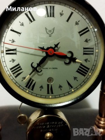 Стар механичен китайски будилник, настолен часовник, снимка 6 - Колекции - 44262422