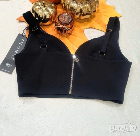 Дрехи Junona Юнона черен кроп топ бюстие къси кожени панталони яке палто клин , снимка 2 - Корсети, бюстиета, топове - 52467913