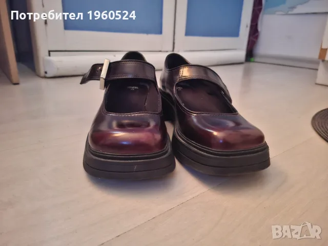  Обувки на Zara тип Мери Джейн с цвят бордо номер 38