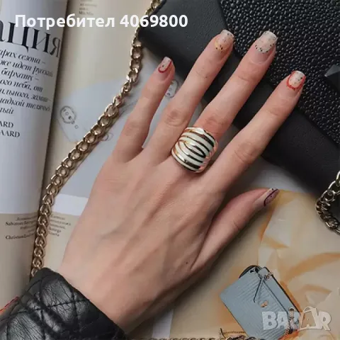 Пръстен с емайл медицинска стомана, снимка 3 - Пръстени - 47468774