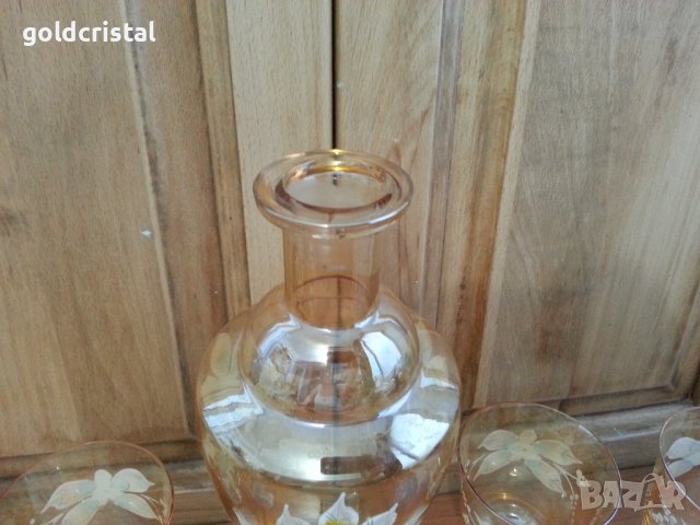 Бохемия чаши и гарафа ръчна изработка, снимка 4 - Антикварни и старинни предмети - 36770339