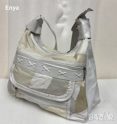 Дамска чанта за през рамо - цвят бежово-бяло, снимка 2 - Чанти - 54149218