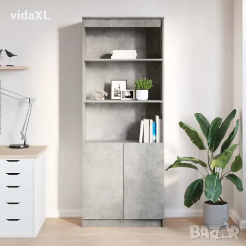 vidaXL Висок шкаф, бетонно сив, 70x35x180 см, инженерно дърво, снимка 3 - Бюфети - 56147032