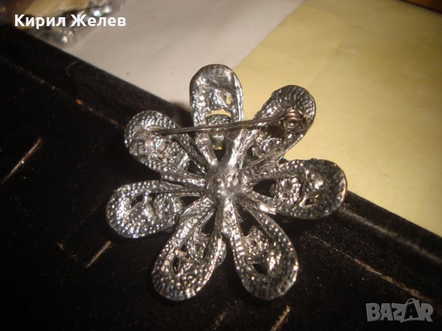 СТАРА СРЕБРИСТА СКЪПОЦЕННА ФЛОРАЛНА ВИНТИДЖ БРОШКА с БОХЕМСКИ ФАСЕТ КРИСТАЛИ 25082, снимка 7 - Други - 34528643