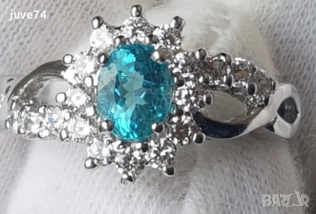 СРЕБЪРЕН ПРЪСТЕН С АПАТИТ (МАДАГАСКАР)
